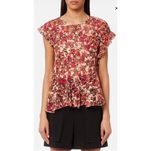 isabel marant • fliren spring flower top red pink green cream floral 42 12 large